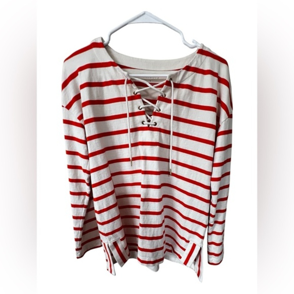 Talbots Orange and White Striped Top